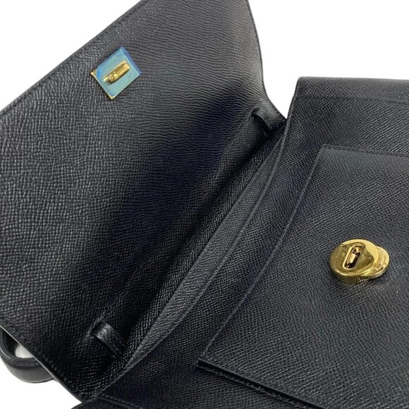 Auth Salvatore Ferragamo Vara 218375 Black Leather Handbag - Picture 15 of 16